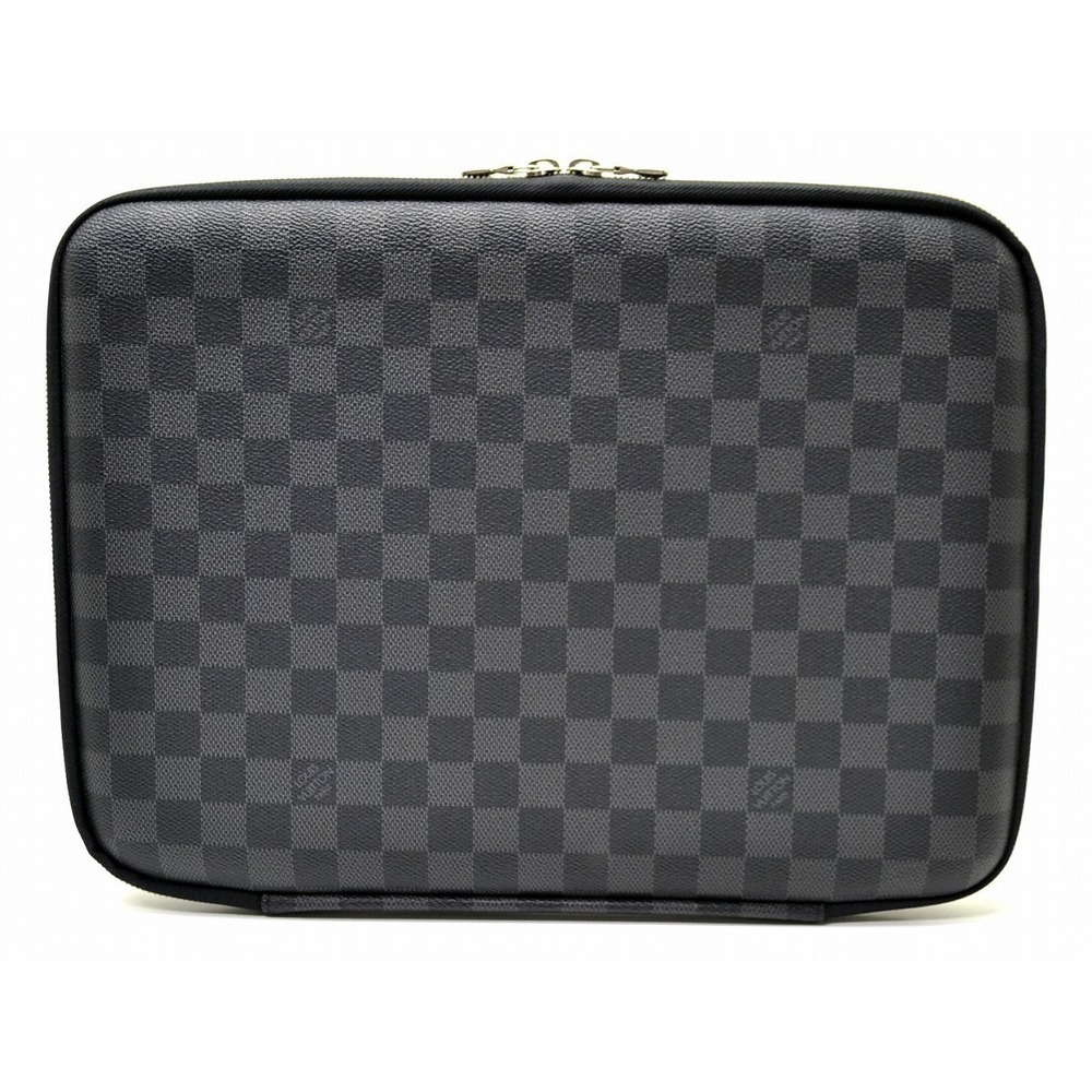 LOUIS VUITTON Damier Graphite Black Computer Sleeve PC Case Laptop Business Bag